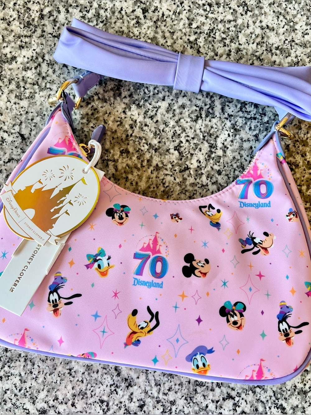 Disney Stoney Clover Lane Disneyland 70th Anniversary Bow Curved Crossbody